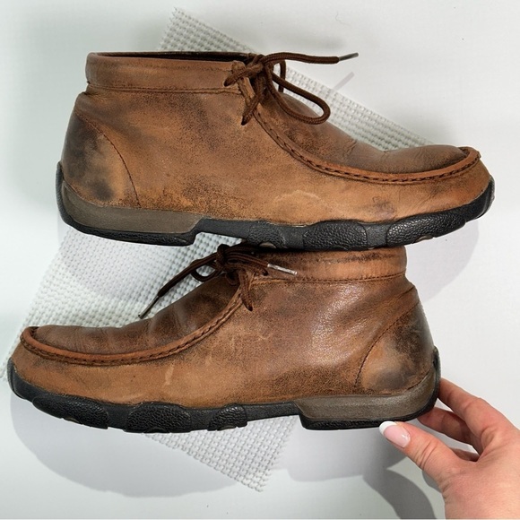 Twisted X Comfort Leather Moc Toe Chukka Shoes Brown 7.5